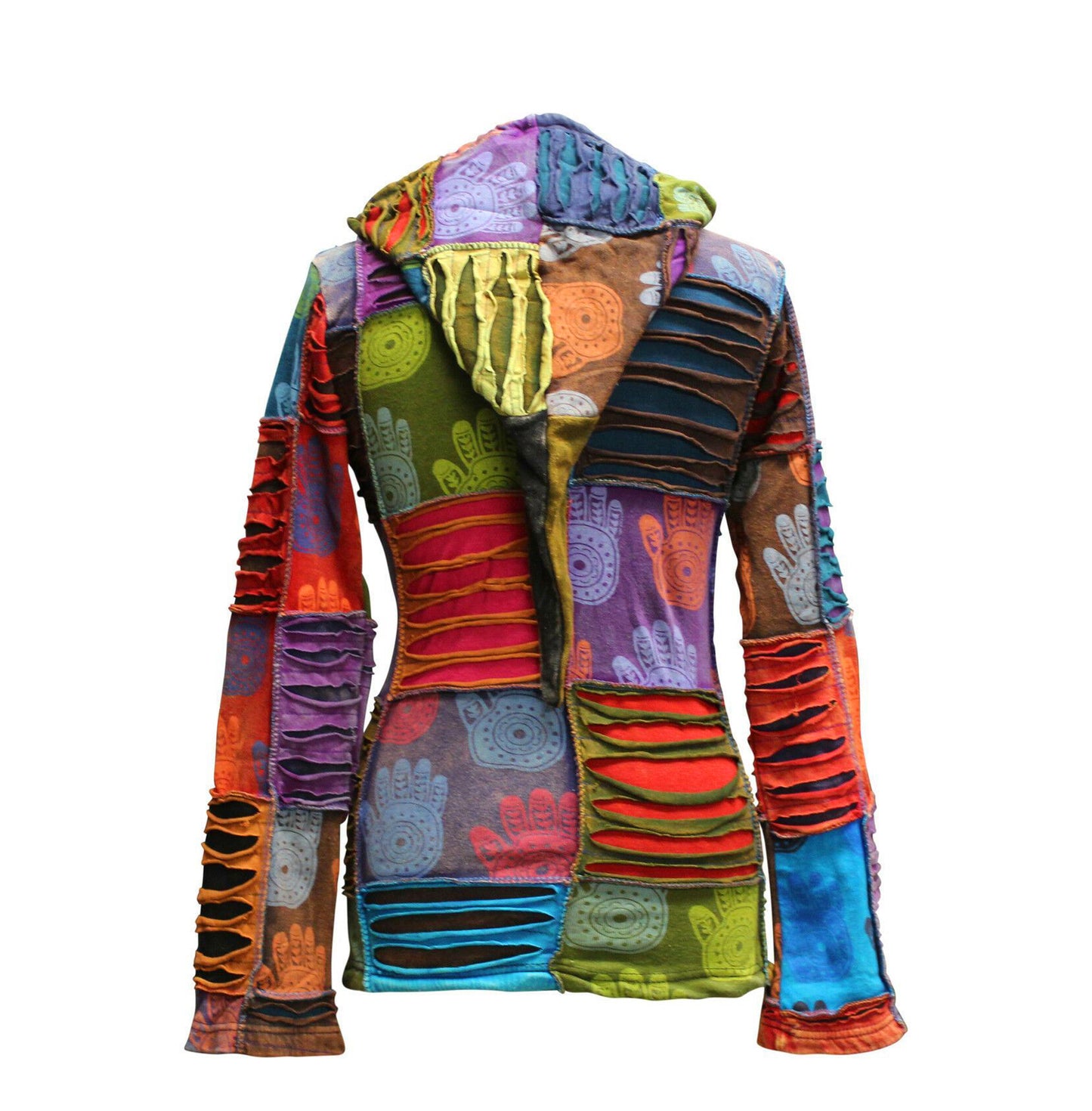 Women's Henna Hand Pixie Hippie Rib Comfort Hoodie â?? Boho Zip-Up Hoodie for Women