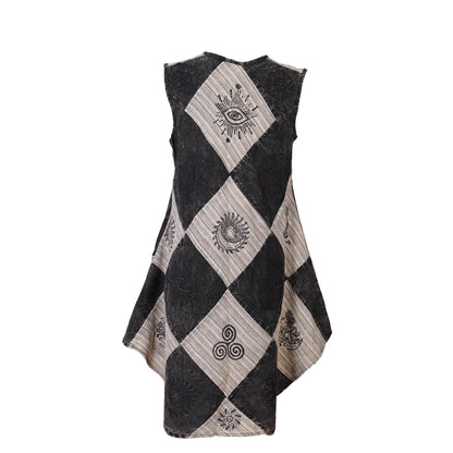 Women's Midi Boho Patchwork Print Sleeveless Hippy Festival Summer Dress