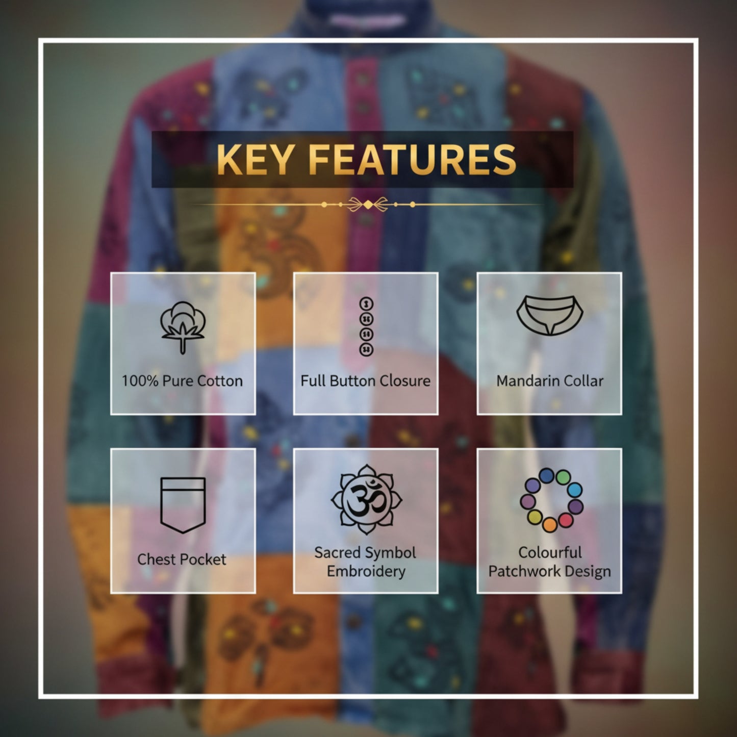 MEN HOLIDAY HIPSTER COLOURFUL TRADITIONAL PATCHWORK SHIRT