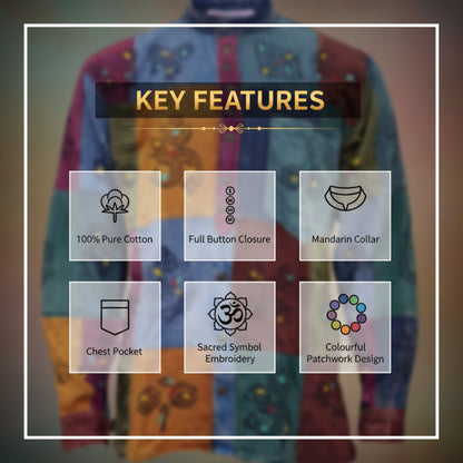 MEN HOLIDAY HIPSTER COLOURFUL TRADITIONAL PATCHWORK SHIRT