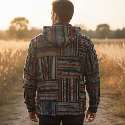Men's Cotton Outstiched Hippie Hoodie Jacket