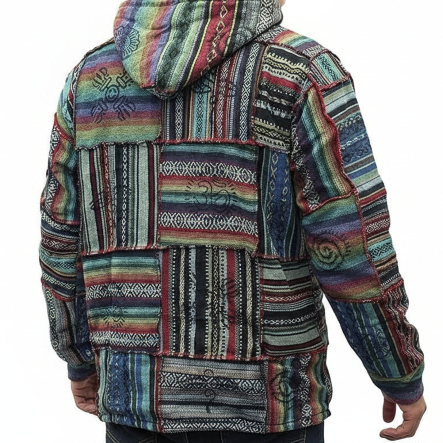 Men's Cotton Outstiched Hippie Hoodie Jacket