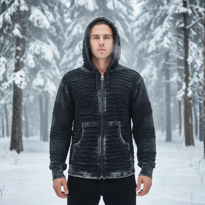 Mens Gothic Cotton Fleece Lined Full Sleeve Razor Cut Winter Jacket