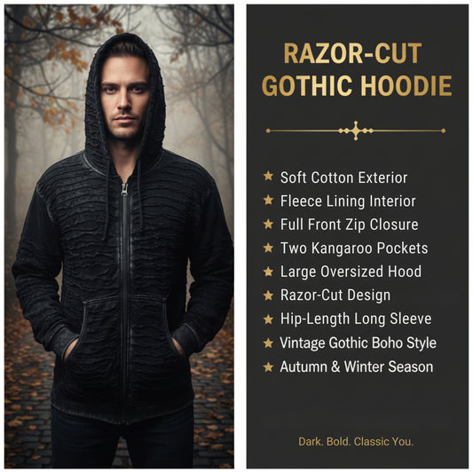 Mens Gothic Cotton Fleece Lined Full Sleeve Razor Cut Winter Jacket