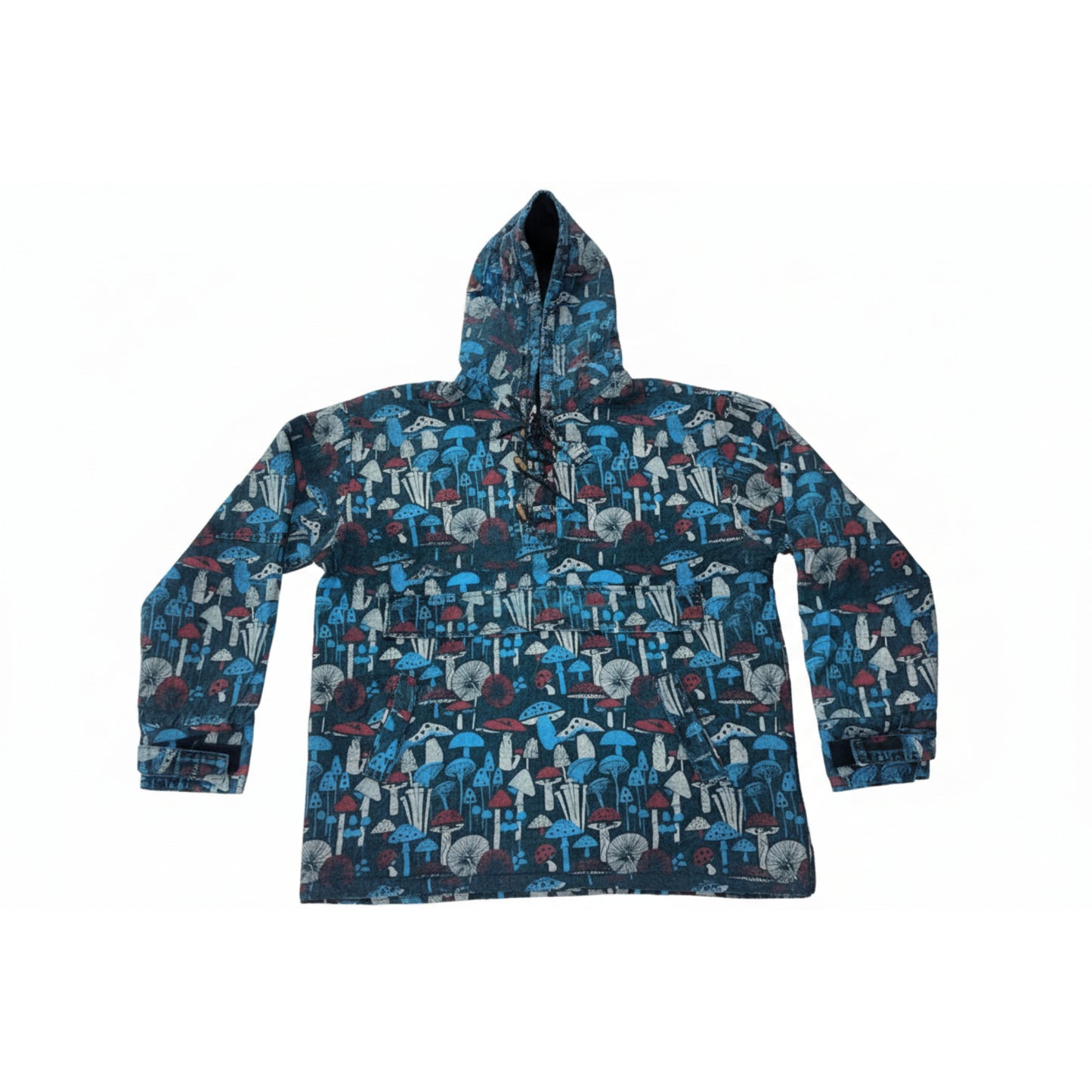 Men's Cotton Boho Pullover Hoodie Style Mushroom Print Hippie Long Sleeve Shirt