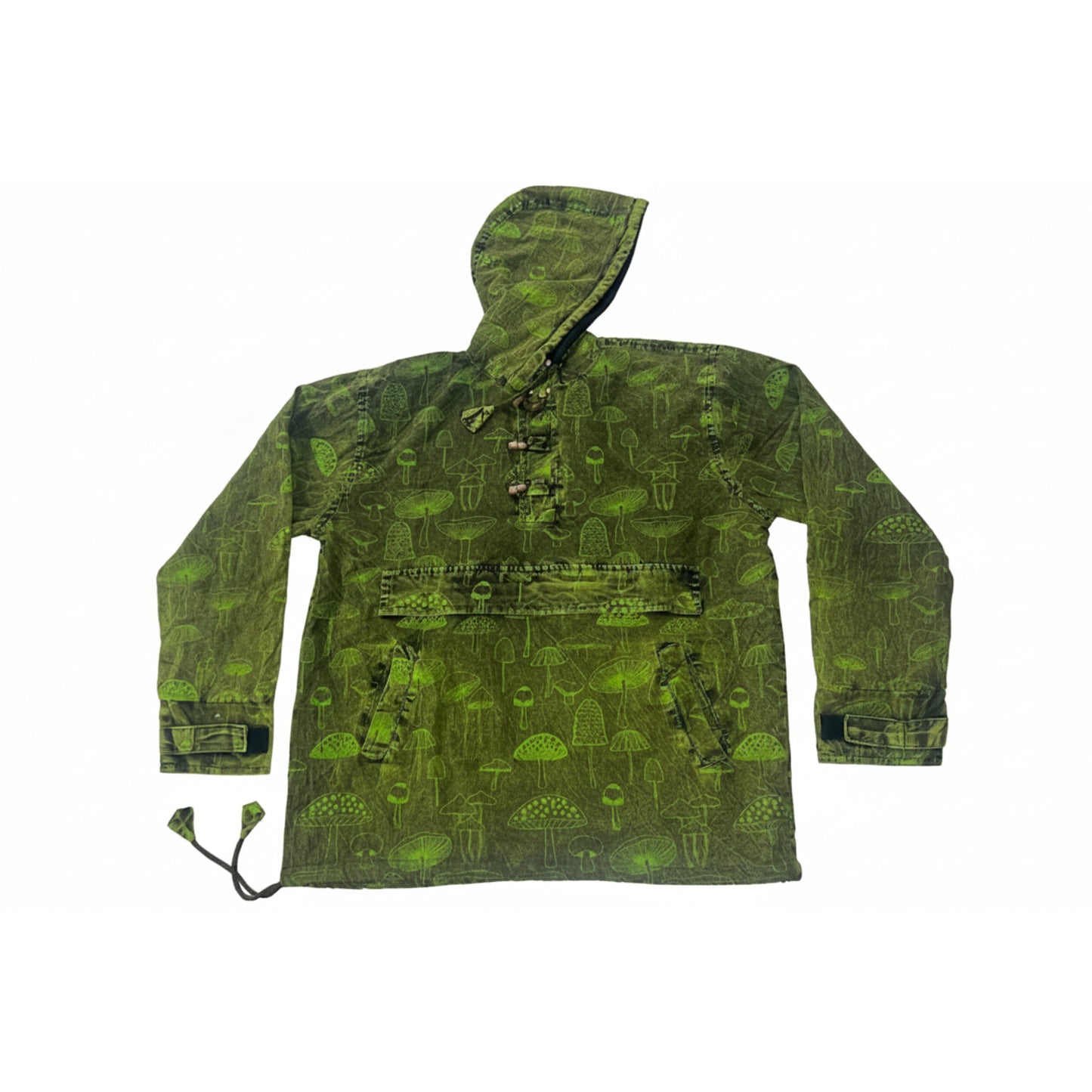 Men's Cotton Boho Pullover Hoodie Style Mushroom Print Hippie Long Sleeve Shirt