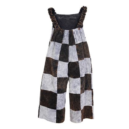 Women’s Cotton Patchwork Mushroom Flower Sun Tribal Print Hippie Summer Dungarees
