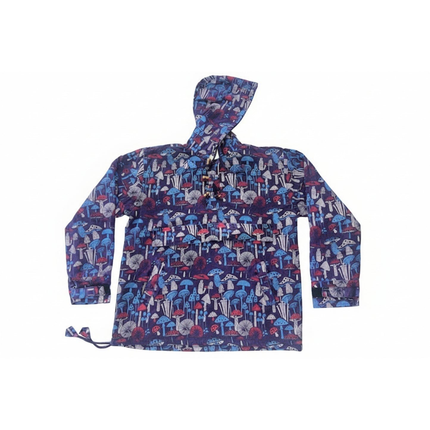 Men's Cotton Boho Pullover Hoodie Style Mushroom Print Hippie Long Sleeve Shirt