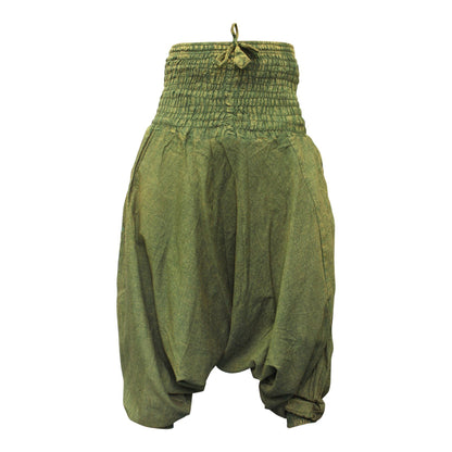WOMEN STONEWASHED LOOSE FIT PLAIN HIPPIE HAREM TROUSER
