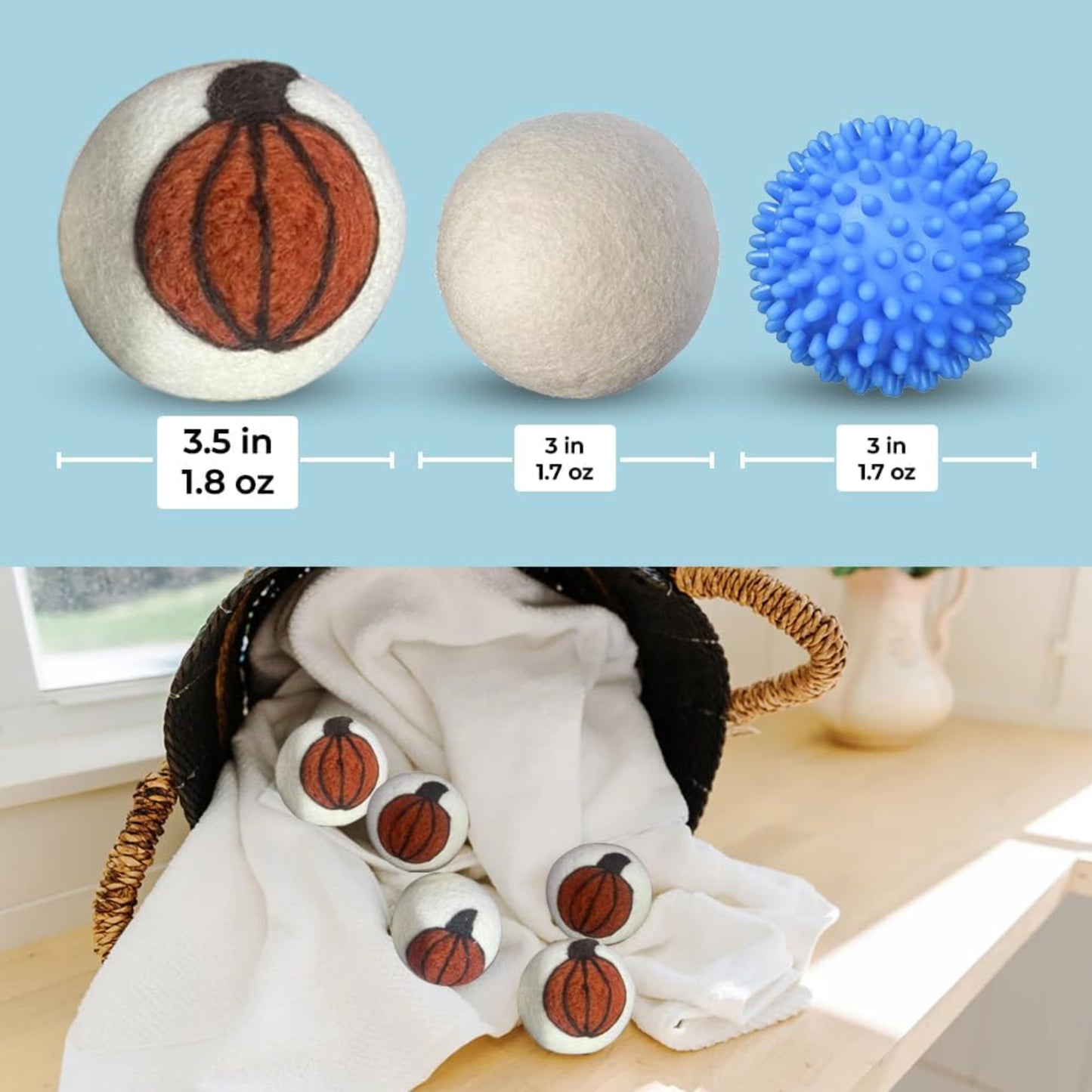 Wool Dryer Balls - 1000+ Loads - Pure Organic Wool - Reusable Natural Fabric Softener Perfect with Essential Oils, Reduce Clothing Static and Wrinkles