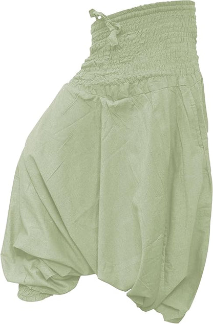 Womens Boho Baggy Loose Fit Aladdin Harem Pants Cotton Grey Yoga Hippie Trousers