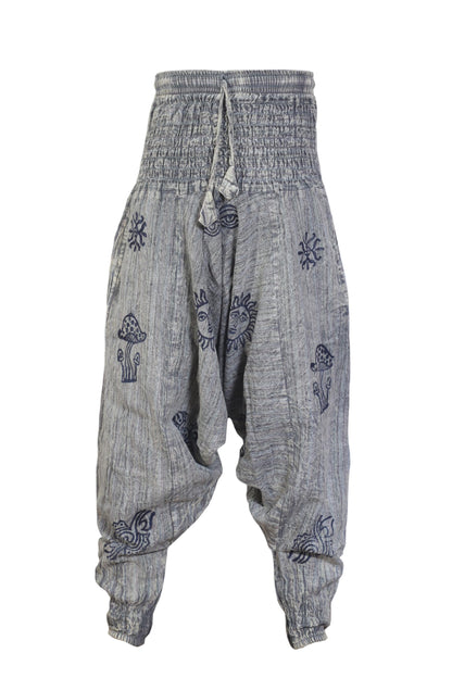 Ezhippie Womens Stonewashed Striped Harem Pants Hippie Trouser