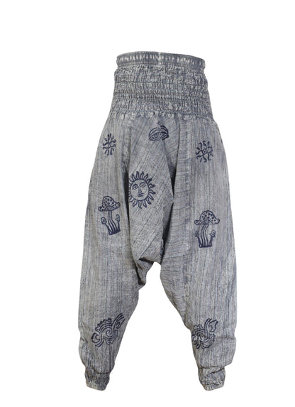 Ezhippie Womens Stonewashed Striped Harem Pants Hippie Trouser