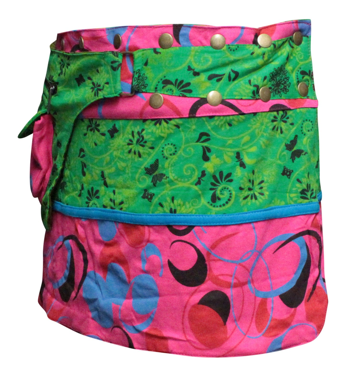 Womens Reversible Both Side Wrap Round Hippy Popper Party Skirt