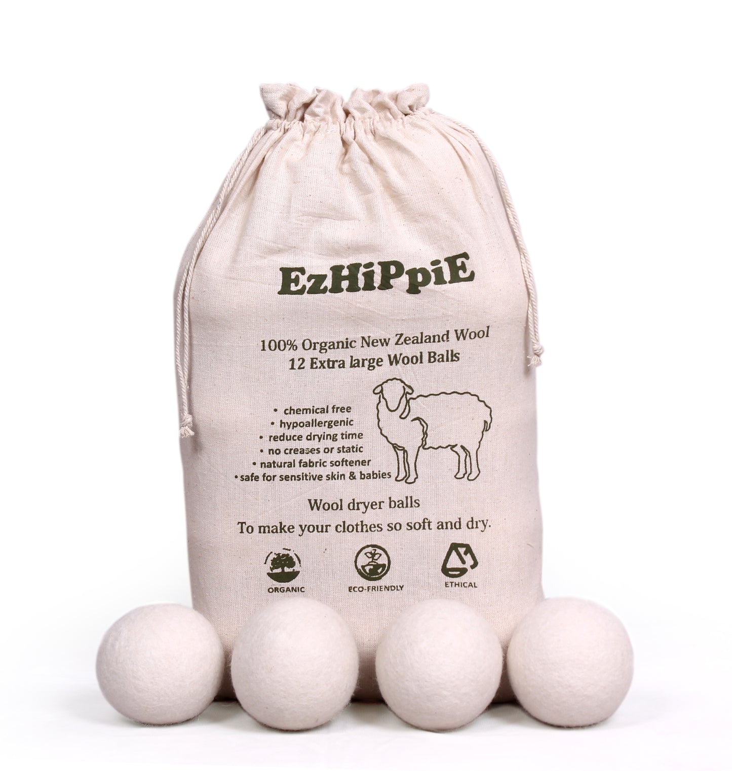 Wool Dryer Balls - 1000+ Loads - Pure Organic Wool - Reusable Natural Fabric Softener Perfect with Essential Oils, Reduce Clothing Static and Wrinkles