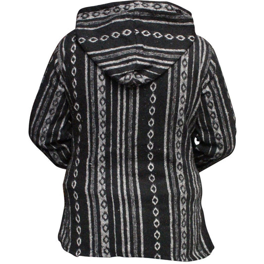 Women's Boho Baja Full Sleeve Sweatshirt Pullover Striped Hippie Cotton Hoodie