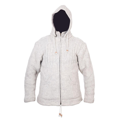 Men's Woolen High Neck Fleece Lined Camping Warm Jacket