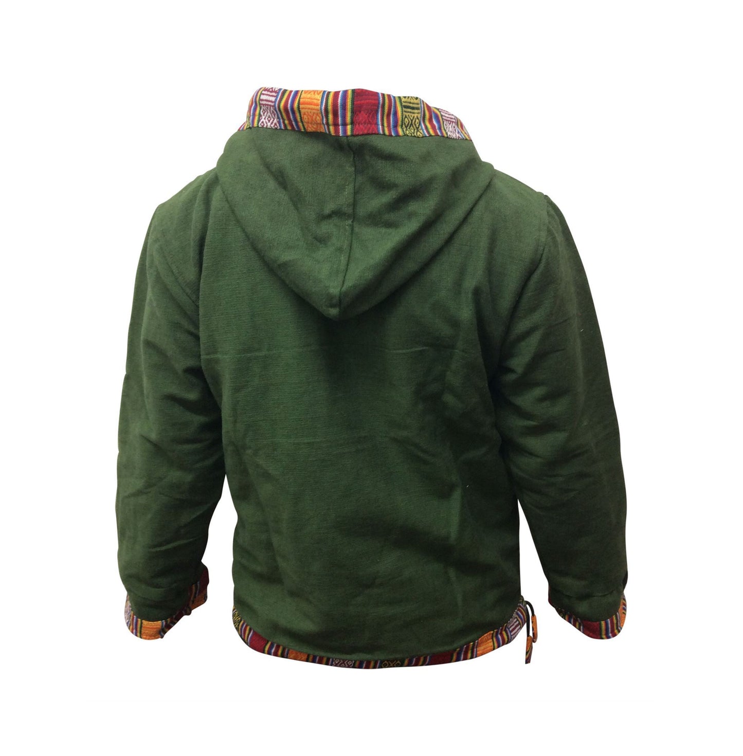 Men and Women Hippie Cotton Grunge Bordered Pullover Lined Full Fleece Jacket