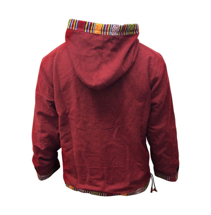 Men and Women Hippie Cotton Grunge Bordered Pullover Lined Full Fleece Jacket