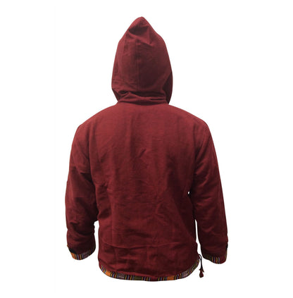 Men and Women Hippie Cotton Grunge Bordered Pullover Lined Full Fleece Jacket