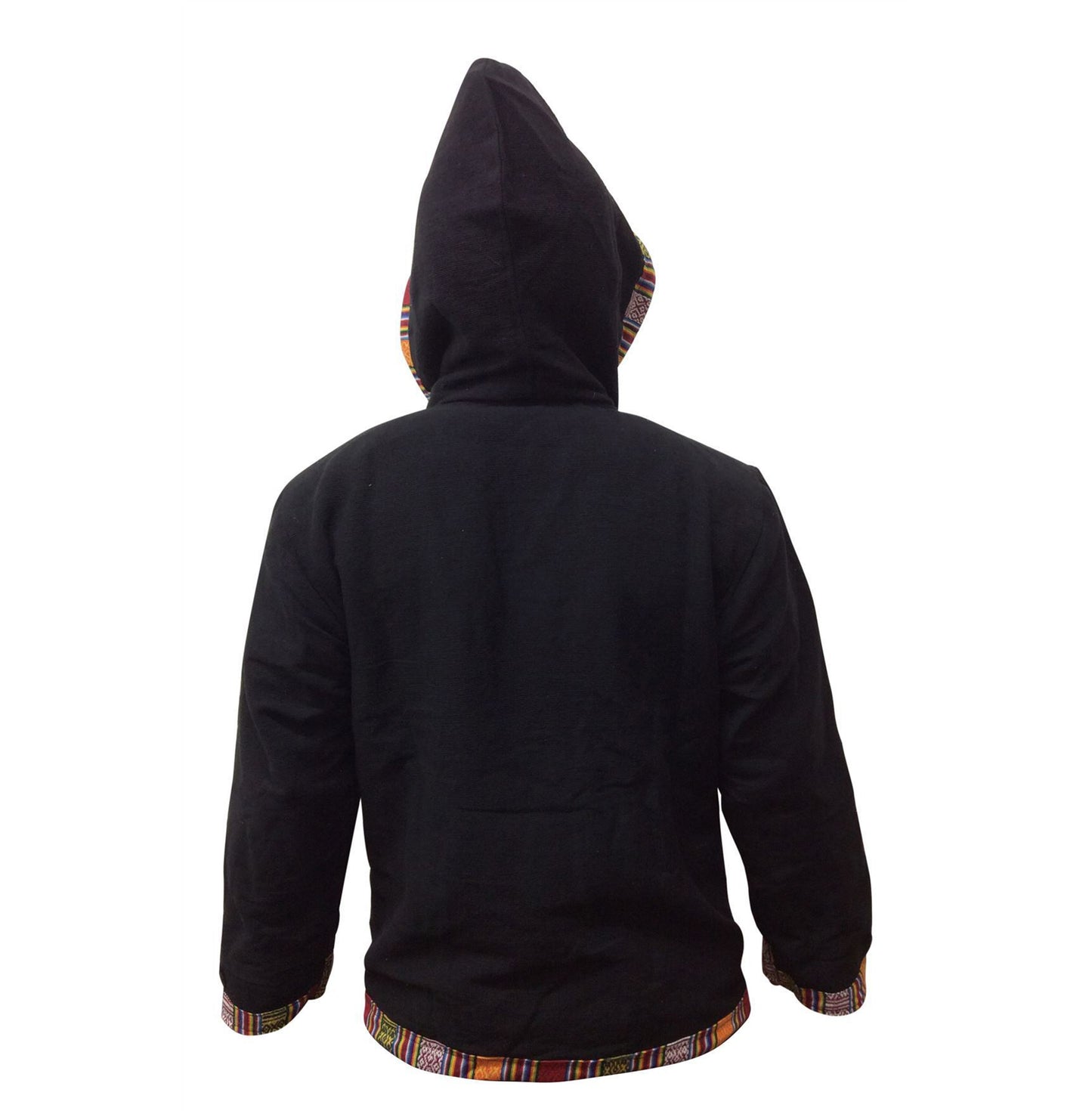 Men and Women Hippie Cotton Grunge Bordered Pullover Lined Full Fleece Jacket