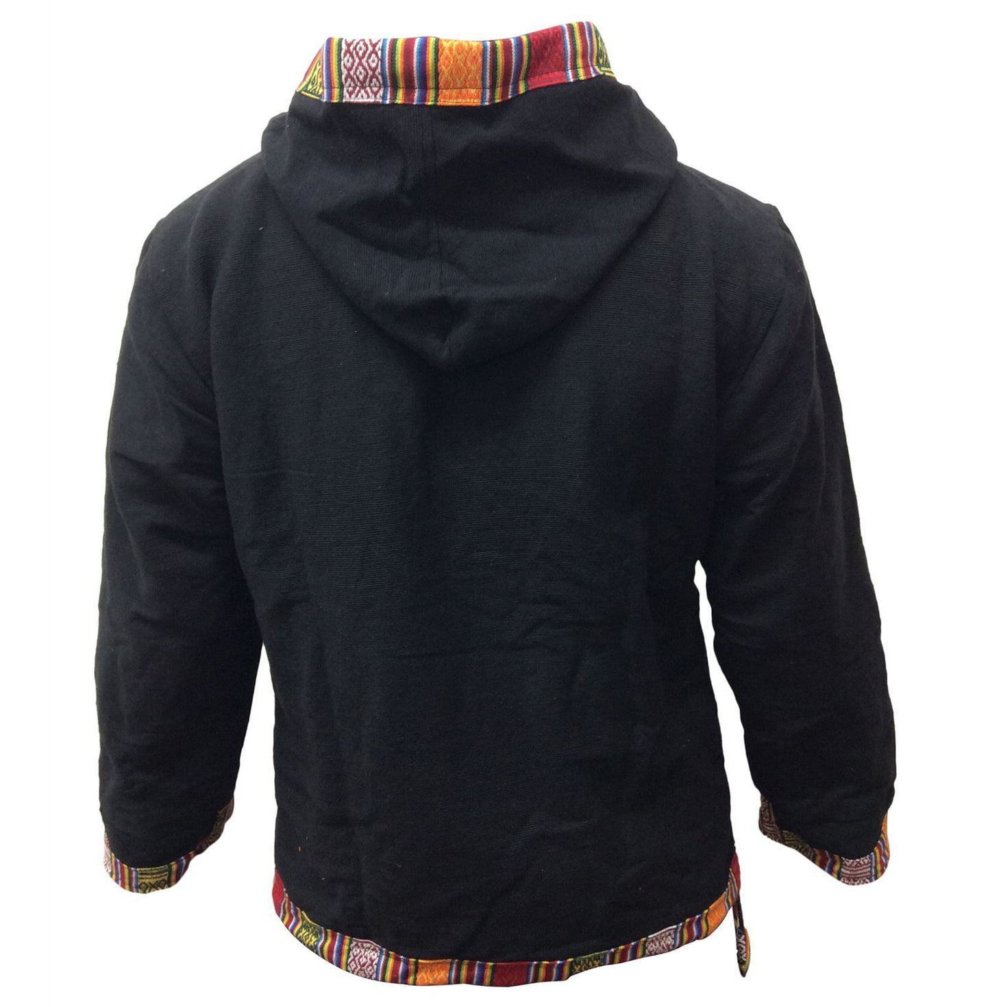 Men and Women Hippie Cotton Grunge Bordered Pullover Lined Full Fleece Jacket