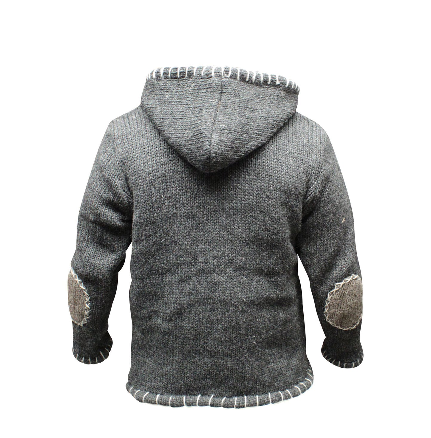 Men's Cross Zipped Fleece Lined Pullover Hippy Boho Festival Woollen Jacket